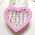 Miniatyrbillede 1 af 4: 36 stk. (blå og hvidt porcelæn) Justerbare ringe til små piger i æske, Børne Smykker Ringe Sæt med Hjerteformet Display Case, Pige Lader Som Om Pla