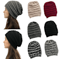 Miniatyrbillede 4 af 4: Vinterstrikkede Beanies til Kvinder, Silke Satinforet Tyk Hue Blød Strækbar Kabelstrikket Varm Slouchy Beanie Hue Red