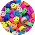 Miniatyrbillede 1 af 5: 100 stk. Søde Frugt Skiver af Ler DIY Smykketilbehør Armbånd Halskæder Øreringe Vedhæng Smiley