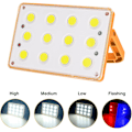 Miniatyrbillede 2 af 5: 60W Genopladelig LED Projektør 120 COB 4 Tilstande Solar Genopladelig Lampe LED Projektør Byggeplads Vandtæt Arbejdslampe Genopladelig LED Spot,E