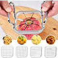 Miniatyrbild 4 av 5: Potatisskärare, 5-i-1 Rostfritt Stål Potatis Frukt Skärare Chipper Chopper Maker, Vakuum Rostfritt Stål Potatis Skär Päron