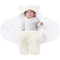 Miniatyrbild 1 av 5: Unisex Baby Swaddle Filt, Baby Nest Sovsäck, Hooded Swaddle Sovsäck för Födelse-Vit-S(0-3 Månader)