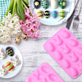 Miniatyrbillede 2 af 5: Påskeæg Chokoladeform, 2 STK Silikone Påskeæg Form, 3D Silikone Bage Chokoladeform Pink