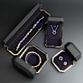Miniatyrbillede 2 af 4: En (sort, ca. 7,5*7,5*5,1 cm) Luksus Ringæske, Firkantet Fløjl Bryllupsring Etui Smykke Gaveæske med LED-lys til Frieri Forlovelse Bryllup