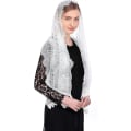 Miniatyrbilde 2 av 5: (Hvit) Katolsk Kapellslør Spansk Blonde Blomstret Mantilla Slør Sjal Messe Hodeplagg Rektangulær Form