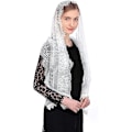 Miniatyrbillede 2 af 5: (Hvid) Katolsk Kapel Slør Spansk Blonde Blomster Mantilla Slør Wrap Sjal Messe Hovedbeklædning Rektangulær Form