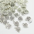 Miniatyrbilde 1 av 5: 100 stk. Lærmerke Treknapp Klesmerke Pynt Strikk DIY Tilbehør Silver heart