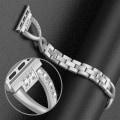 Miniatyrbilde 5 av 5: Apple Watch Rem Stropp - Sølv (ekskluderer klokker), 42/44/45MM, X-formet Metall Rhinestone iWatch Rem iWatch SE Serie 8 7 6 5 4 Rem Serie 3 2