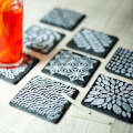 Miniatyrbillede 4 af 5: Mørkegrå Skifer Coasters (4 stk) - Dekorative Coasters Under Skiferpotter og Filt Opbevaringskasser