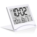 Miniatyrbillede 1 af 5: Lydløs LCD Digital Stor Skærm Rejse Foldbart Elektronisk Vækkeur Med Temperatur Dato Tid Kalender White