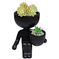 Miniatyrbild 1 av 5: Humanoid Keramisk Blomkruka Växt Suckulenta Blomkrukor Kreativ Blomkruka Black side