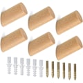 Miniatyrbillede 1 af 4: 6 Stykker Træ Knager Væg Knage Træ Cylinder Knage med 6 Skruer til Ophængning af Tøj Hatte Tørklæder Soveværelse Entré Stue