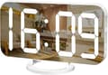 Digital väckarklocka, stor speglad LED-display, med USB-laddare, snooze-funktion dimläge väggmonterad bredvid skrivbordsklocka för sovrum vit