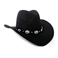 Miniatyrbillede 3 af 3: Cowboy Hat Faux Læder Rejse Kasketter Mode Western Black