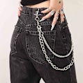 Miniatyrbillede 1 af 5: (Sølv) Hip Hop Bukser Jeans Kæde Goth Punk Sølv Bukser Kæder Biker Tung Tyk Pung Lomme Kæder Sølv Nøgleringe Kropssmykker til Mænd og Kvinder