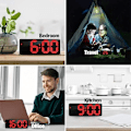 Miniatyrbild 5 av 5: Digital väckarklocka batteridriven, LED reseväckarklockor bredvid nätström utan tickande med temperatur datum tid ljusstyrka justerbar för barn