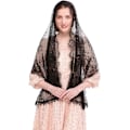 Miniatyrbillede 4 af 5: Katolicisme Kapel Slør Spansk Blonde Blomstret Mantilla Slør Wrap Sjal Messe Hovedbeklædning Rektangulær Form
