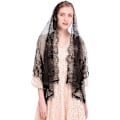 Miniatyrbilde 3 av 5: Katolsk Kapellslør Spansk Blonde Blomstret Mantilla Slør Sjal Messe Hodeplagg Rektangulær Form