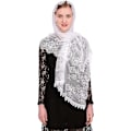 Miniatyrbillede 4 af 5: (Hvid) Katolsk Kapel Slør Spansk Blonde Blomster Mantilla Slør Wrap Sjal Messe Hovedbeklædning Rektangulær Form