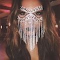 Miniatyrbilde 2 av 2: Krystallslør Maske Rhinestone Duske Katteøye Maske Magdans Maskerade Hodeplagg Silver