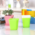 Miniatyrbild 5 av 5: 10 st färgglada plastkrukor små fyrkantiga krukor trädgårdstjock inomhus miniplanta kruka behållare White