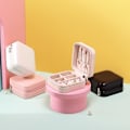 Miniatyrbild 4 av 4: Resväska för smycken, liten smyckeskrin i PU-läder, bärbar smyckesask Pink