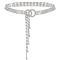 Miniatyrbilde 1 av 3: Krystallbelter for kvinner Rhinestone midjebelte for kjole Glitrende O-ring kjede gave Sliver
