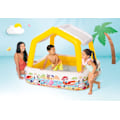 Miniatyrbild 4 av 5: Uppblåsbar pool med solskydd, 157x157x122cm, för åldrar 2+