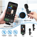 Pikkukuva 5 / 5: 2 kpl langattomia Lavalier-mikrofoneja iPhone iPadille, nappimikrofonit Plug-Play 2.4G Erittäin alhainen viive Sisäänrakennettu kohinanvaimennussiru 8H Käyttöaika videolle