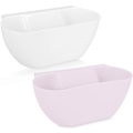 Miniatyrbilde 1 av 5: 2 Rosa + hvite kjøkkenavfallskopper - bordavfallsbrett 3,8l - hengende beholder 28 x 13,5 x 11 cm