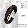 Miniatyrbillede 3 af 5: Herrearmbånd 21cm herrelæder brunt armbånd vandtæt armbånd kæreste mand far søn jul nytår fødselsdagsarmbånd gave