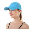 Miniatyrbillede 5 af 5: Dame Ponytail Baseball Cap, Justerbar Åndbar Kryds Mesh Hurtigtørrende Messy High Bun Ponycap Hat BLUE