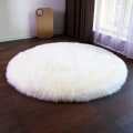 Miniatyrbillede 1 af 5: Blødt Varmt Tykt Luvtæppe Plys Rund Gulvmåtte Langhåret Faux Pels Tæppe white 120*120cm
