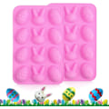Miniatyrbillede 1 af 5: Påskeæg Chokoladeform, 2 STK Silikone Påskeæg Form, 3D Silikone Bage Chokoladeform Pink