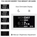 Miniatyrbilde 4 av 5: Digital Kalender Dag Klokke Fotoramme (9-tommers svart) - Automatisk Dimming Display, Stor Synshemmet Digital Klokke, med Ikke-Forkortet Dag og M