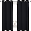 Miniatyrbillede 1 af 4: Pitch Black Solid Termisk Isolerede Loop Blackout Gardiner (2 paneler, 42\" bred x 63\" lang, sort)