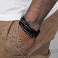 Miniatyrbillede 2 af 5: Herrearmbånd i ægte læder - Unisex læderarmbånd med magnetlås - Flettet armbånd til mænd og kvinder