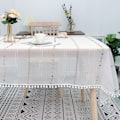 Miniatyrbillede 8 af 11: Juledug med broderet blonder 140x100/140x200/140x240/140x330cm valgfri Vinterfest rektangulær egnet til julepynt 140*220 Four-leaf clover