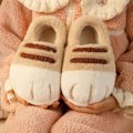 Miniatyrbillede 4 af 5: Sødt Kattepote Design Hjemmesko til Kvinder - Varm Plysstof Indendørs Fluffy Slides til Vinteren brown 44-45