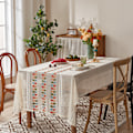 Miniatyrbillede 1 af 11: Juledug med broderet blonder 140x100/140x200/140x240/140x330cm valgfri Vinterfest rektangulær egnet til julepynt 140*220 Four-leaf clover