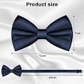 Miniatyrbilde 2 av 4: Halsduk for menn, Klassisk ensfarget forhåndsbundet slips for menn, Satin smoking slips, Justerbar formell hals slips for fester, bryllup (Marineblå)