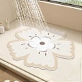Miniatyrbillede 1 af 5: Rund Brusematte Blomst Badematte til Indvendig Brusebad, PVC Luffasvamp Badeværelsesgulvmatte, Skridsikker Badematte Anti-Muld Brusematte med Dræn, Hurtigtørrende White 60x60cm