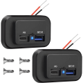 Miniatyrbilde 1 av 5: 12V USB-uttak, dobbel hurtiglading 3.0 12V-uttak USB-lader og Pd Type-c (USB C), 12V 24V USB-lader Strømuttak Adapter Billader