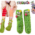 Pikkukuva 1 / 5: Lämpimät ja pehmeät piirrettyjen hirviöiden sukat, koralliveluuriset kolmiulotteiset omituiset sukat, plushiset hirviösukat joulu sukat 1 pair Green