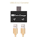 Miniatyrbillede 3 af 4: USB 2.0 Han til Dobbelt Hun Oplader Dual 2 Port USB Dc 5V Opladningssplitter Hub Adapter Konverter C