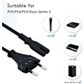 Miniatyrbilde 5 av 5: 1,5 m Strømkabel EU-plugg C7 Bipol 2 Kabel for PS5 / PS4 / PS3 / Xbox Series X / S - Svart - JA