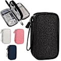 Miniatyrbilde 4 av 5: Vanntett Oppbevaringsveske for Elektronisk Tilbehør - Bærbar Reiseveske for USB-minne, Harddisk, Hodetelefoner og Mer Pink Single Layer