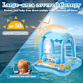 Miniatyrbild 3 av 5: Baby Badring Uppblåsbar Pool Badring Med UPF 50+ Solskyddstak För Barn I Åldern 3-36 Månader Kul I Vattnet blue With 3 bells