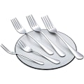 Miniatyrbillede 5 af 5: 6-delt middagsgaffel sæt 4 tænder bordsgaffel bestik fladt bestik rustfrit stål spejlpolering 7-tommer 18cm