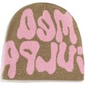 Miniatyrbillede 1 af 5: Beanies, bogstaver Print Beanies Mea Y2k Beanies, hat til kvinder mænd, slouchy beanies og strikkede beanies til unisex (sort og hvid) khaki powder